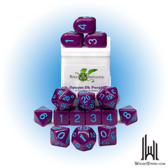 SET OF 15 DICE: OPAQUE DARK PURPLE/LIGHT BLUE